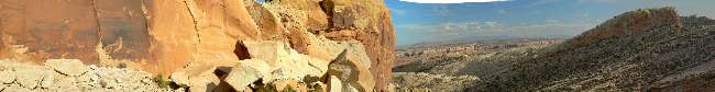 Pano - Syncline from Procession Panel - left-Procession Panel; center-syncline and Butler Wash; right-edge of Comb Ridge