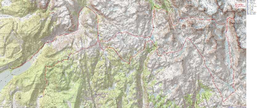 Map: Wyoming: Wind River Mountains: Willow RS to New Fork Lks; rough route